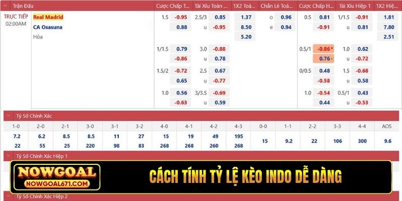 Cách tính tỷ lệ kèo Indo dễ dàng